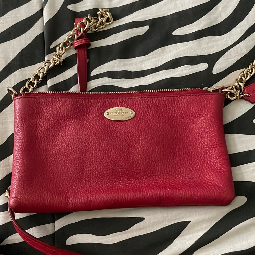 Coach Red Faux Leather Crossbody Bag